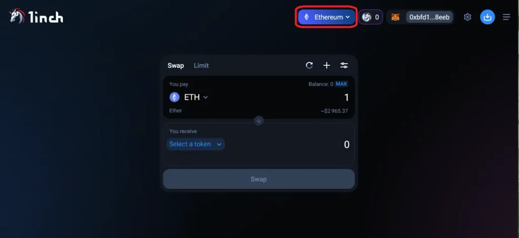 Swapping Cryptocurrency Step 7. 1inch decentralized exchange. 