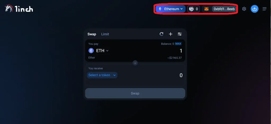 Swapping Cryptocurrency Step 6. 1inch decentralized exchange. 