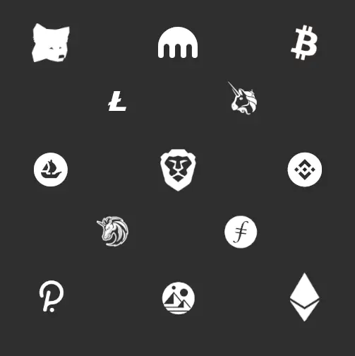 Icon collection of apps, software, or services that are WEB3. 